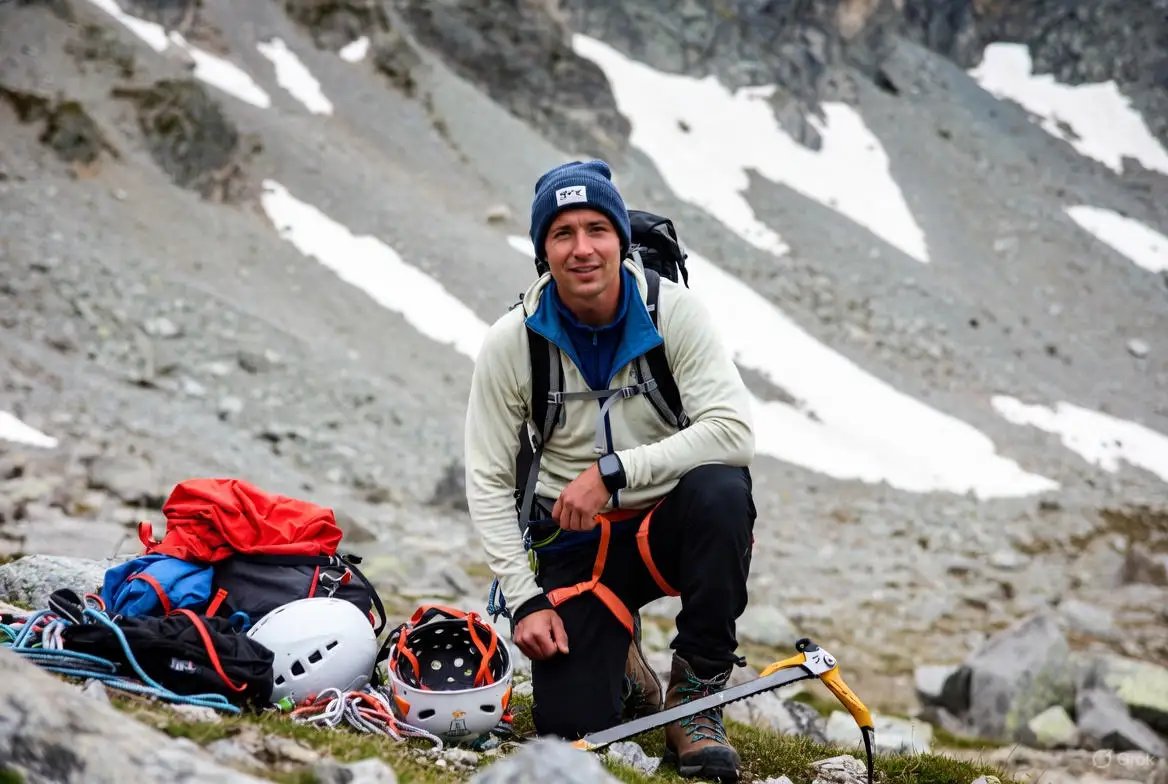 Alpiniste et son équipement