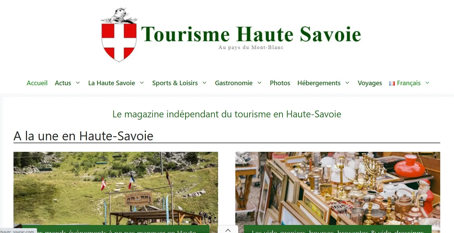 Screenshot du site Tourisme Haute-Savoie