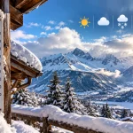 Panorama alpin enneigé et météo hivernale